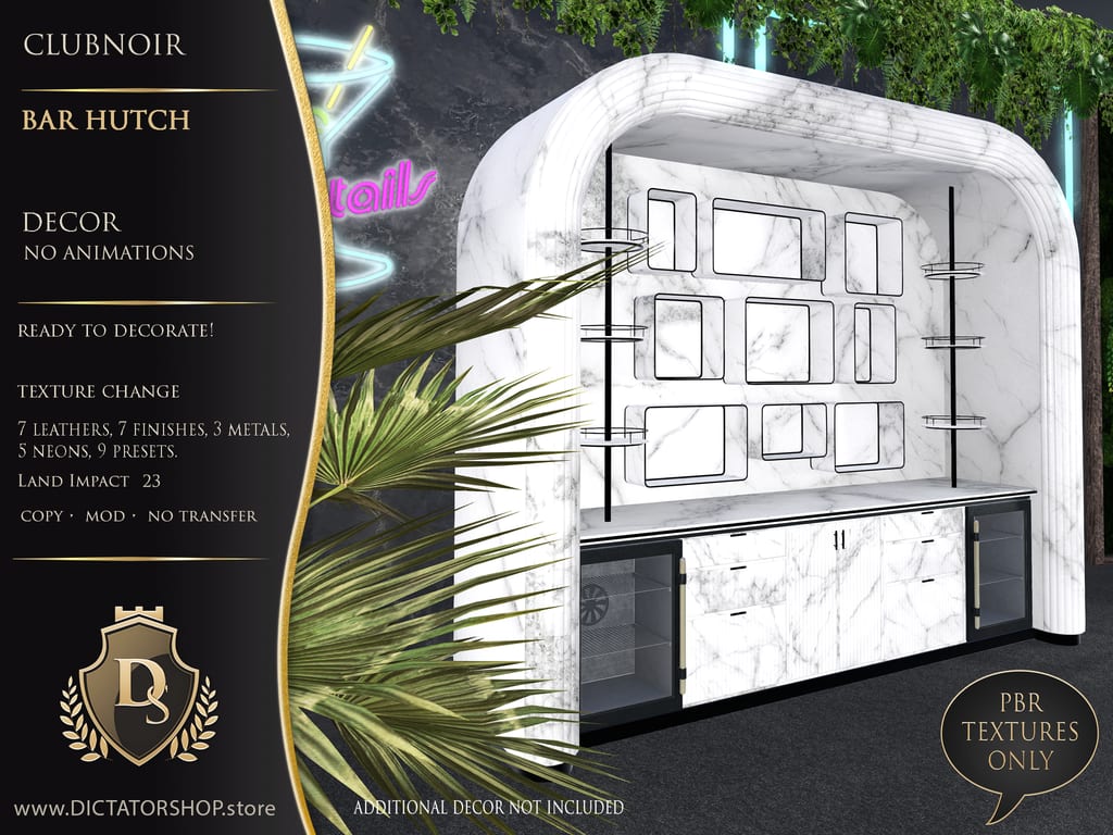 ClubNoir Bar Hutch, Decor version